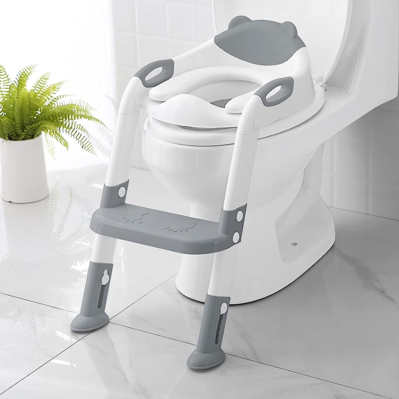 Toilet Potty Training Seat with Step Stool Ladder,SKYROKU Potty Training Toilet for Kids Boys Girls Toddlers-Comfortable Safe Potty Seat with Anti-Slip Pads Ladder