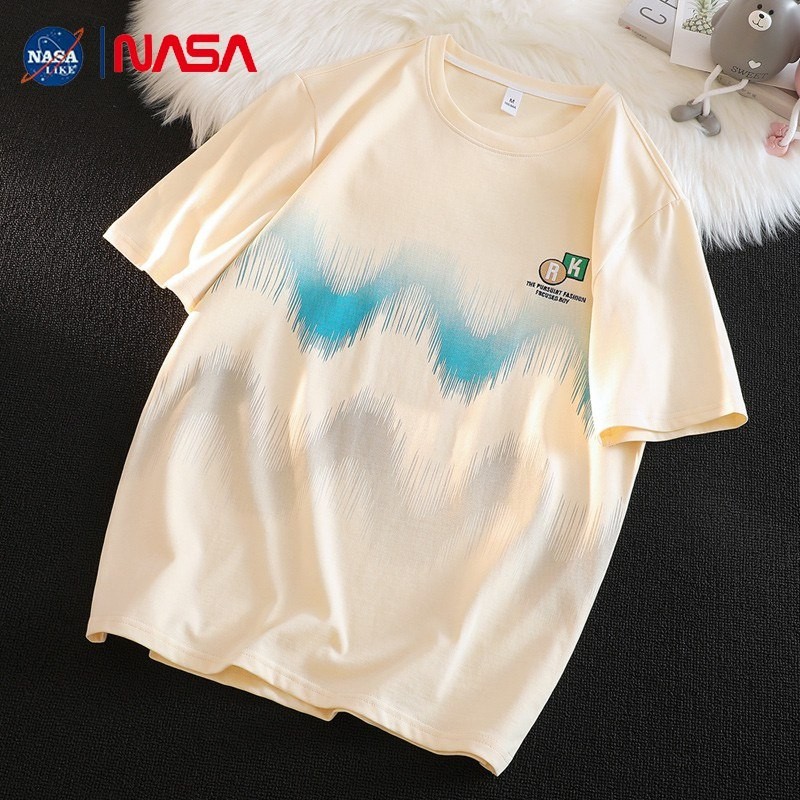 NASA joint new men's short-sleeved T-shirt summer cotton five-point sleeve trend casual T-shirt summer top NASALIKE white