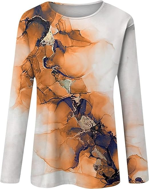 Vintage Tees for Women Women's Fashion Casual Round Neck Long Sleeve Printed T-Shirt Top
