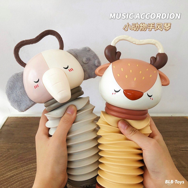 Nordic Animal Music Accordion Fawn Elephant Lion Early Teaching Harmony Soothes Hanging Treasure Musical Toys