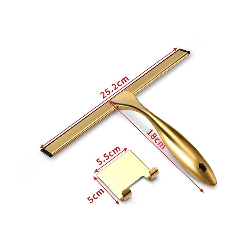 Gold Stainless Steel Glass Wiper Household Window Cleaning Tool Silicone Wiper Glass Brush Bath Squeegee