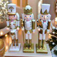 1Pc Christmas Tree Decorations Nutcrackers Pendant Wooden Gold Silver Soldiers Liquidations For Xmas Party New Year Decor