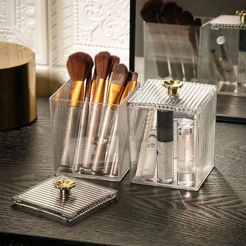 Transparent Single Tier Puff Storage Box Jar Cosmetic Makeup Organizer Cotton Bathroom Accessories