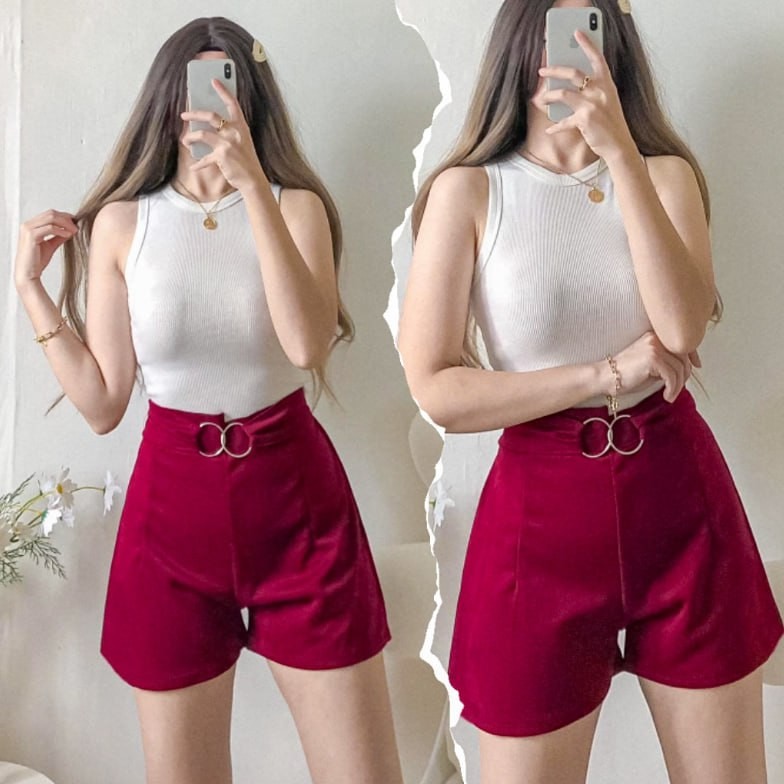 SH BUCKLE SHORT High-waist Elegant for Women X-Small to Medium Frames
