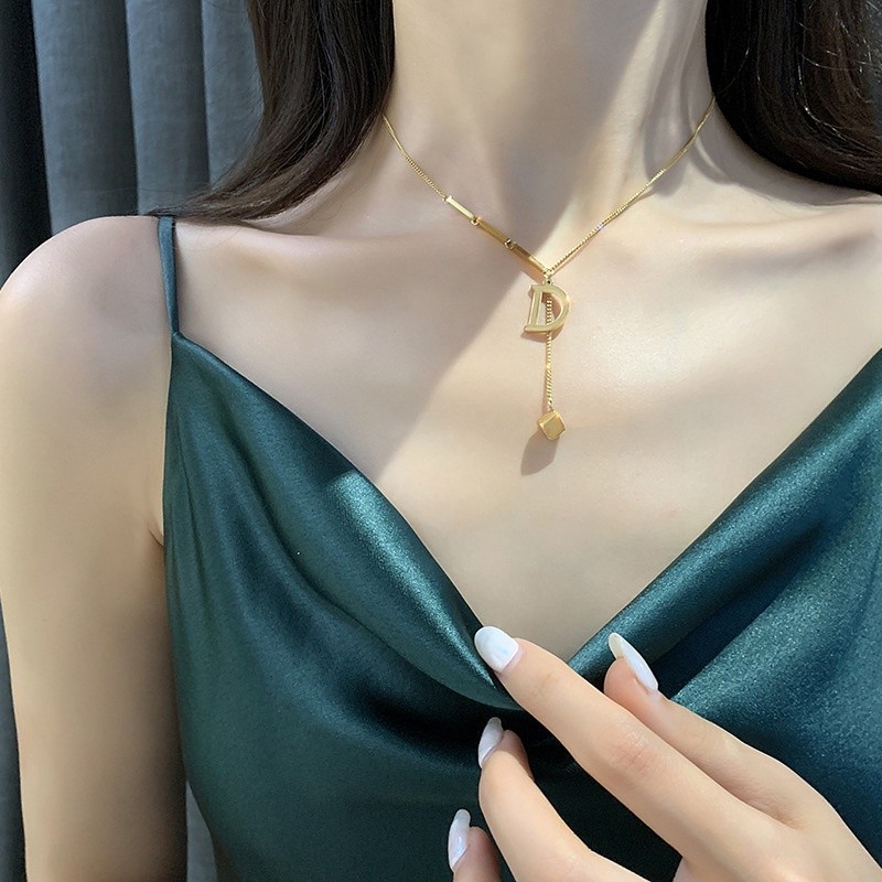 TELAIKA J letter 18k Gold Plated A-Z Alphabet Pendant Fashion Trend Jewelry Necklace Alphabet for Women