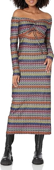 Ramy Brook Women's Natalie Ribbed Chevron Midi Dress