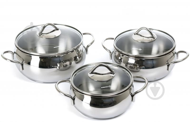 Daniks Classic 6-Piece Stainless Steel Induction Cookware Set – Dishwasher Safe Pots with Lids, Measuring Scale, Silver