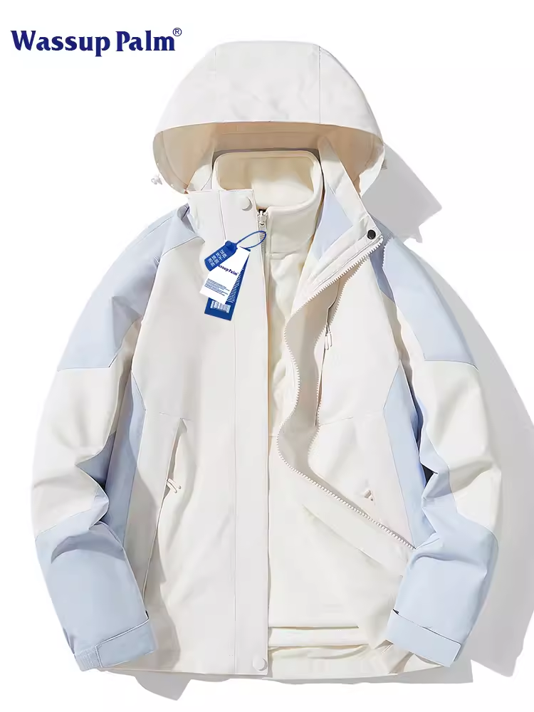 WASSUP PALM Outdoor Jacket Women's Plush Thickened Three-in-One Down Jacket Windproof Autumn and Winter Mountaineering Jacket