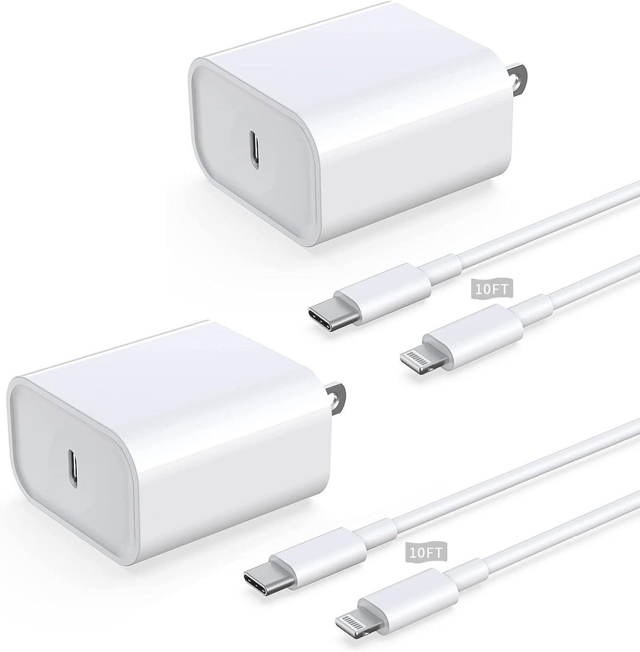 iPhone Fast Charger, [Apple MFi Certified] 2 Pack 20W USB C Power Delivery Wall Charger Block with 10FT Extra Long Type C to Lightning Fast Charging Data Syn