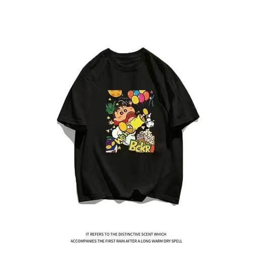 JYY0340 official high-quality combed cotton regular short-sleeved T-shirt women's back wrap collar cartoon Crayon Shin-chan