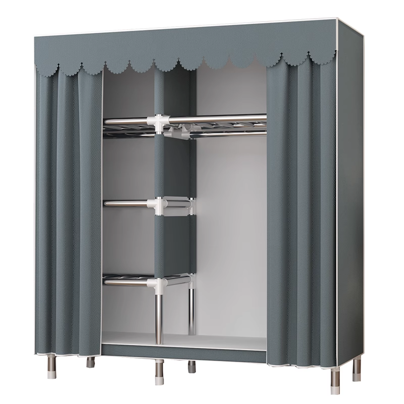 Simple wardrobe for home bedroom cloth wardrobe rental, strong and durable assembly simple modern full steel frame wardrobe