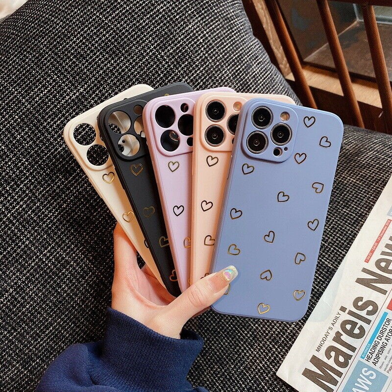 For iPhone 14 Pro Max 13 11 12 Xs XR X Heart ShockProof Silicone Soft Case Cover