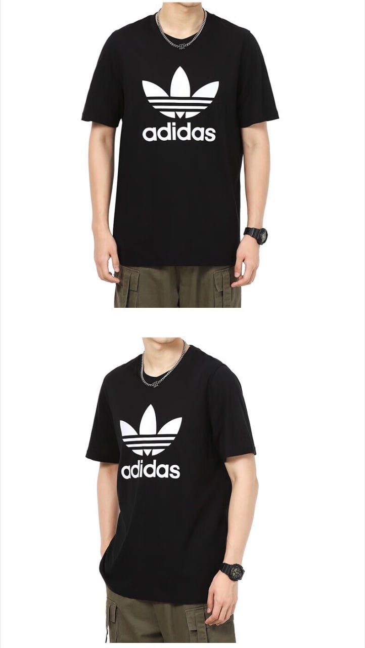 Adidas (adidas) clover casual short-sleeved men's clothing 2023 spring new running sportswear half-sleeved top fitness loose T-shirt H06642black
