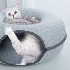 Donut Pet Cat Tunnel Interactive Play Toy Cat bed Dual Use Ferrets Rabbit Bed Tunnels Indoor Toys Cats House Kitten Training Toy