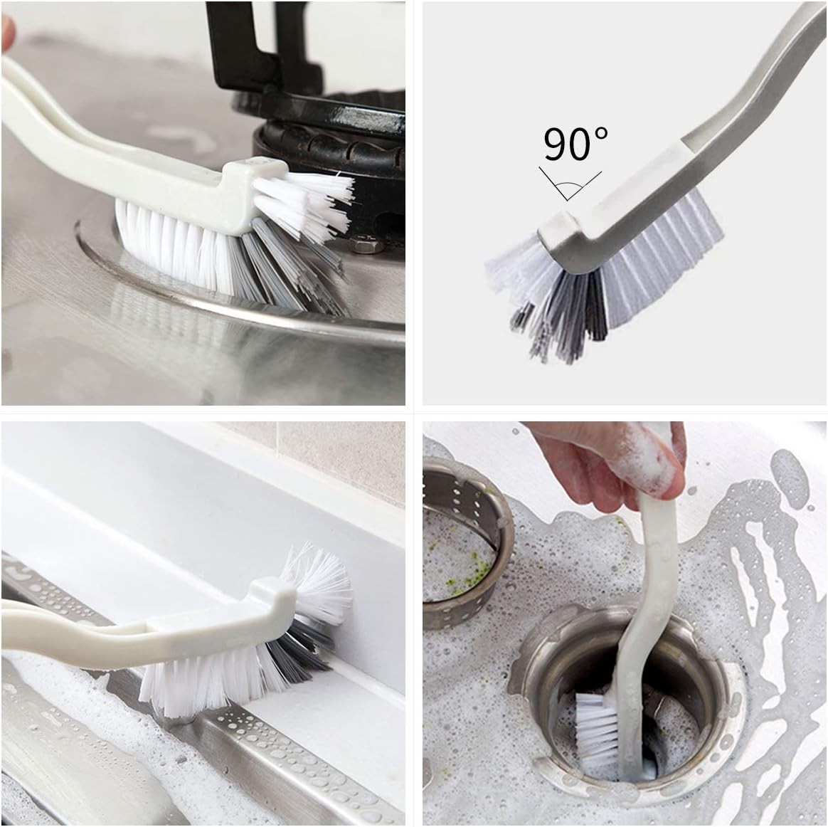 4 Pack Deep Cleaning Brush Set-Kitchen Cleaning Brushes, Includes Grips Dish Brush, Bottle Brush, Scrub Brush Bathroom Brush, Shoe Brush for Bathroom, Floor,