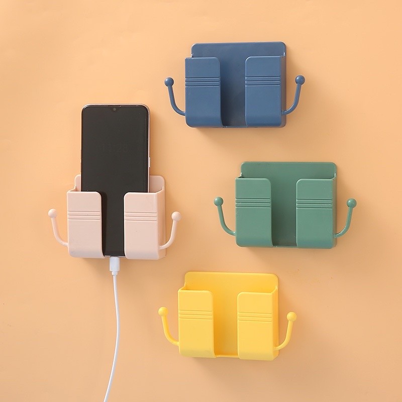 Phone Holder Wall Mounted Organizer Storage Box Remote Control Mounted Mobile Phone Plug Wall stand