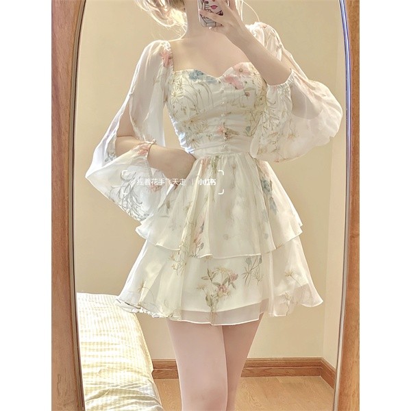 French One-Shoulder Dress Ladies New Style Fashion Floral Skirt