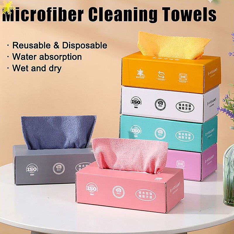 20PCS Kitchen Microfiber Towel with Box Super Absorbent Cleaning Dish cloth Wash Cloth Household gamit sa kusina basahan sa
