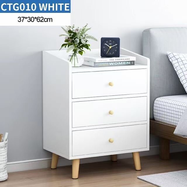 3 Drawers Wooden Elegant Bedside Table Nightstand Coffee Side Table with Drawer and Desk Cabinet