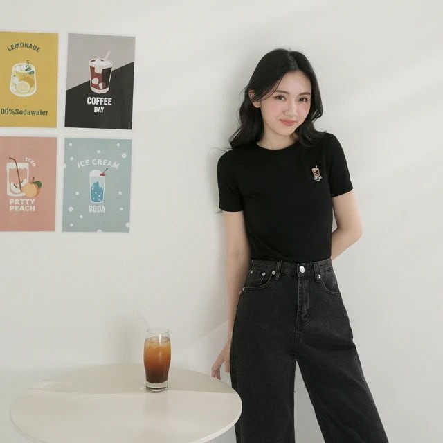 Summer Drink Embroidered Short Sleeve Top