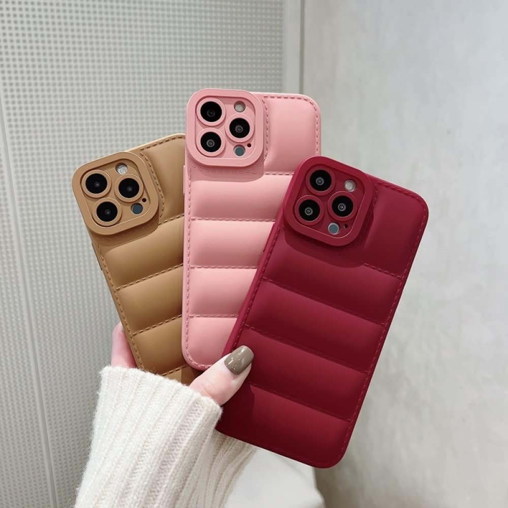 Soft Down Jacket Silicone Phone Case for iPhone 11 12 13 14 Pro Max XS X XR 7 8 Plus Shockproof Candy Bumper Back Cover,Pink,for iPhone 11Pro Max