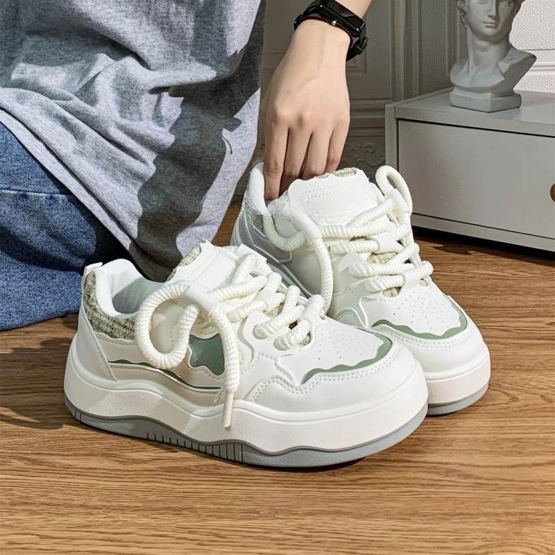 Women's thick-soled white shoes, versatile casual sneakers