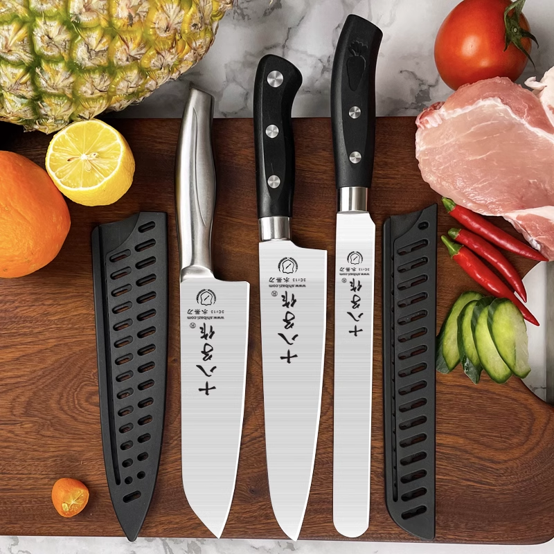 Shibazi fruit knife with set, home commercial, professional watermelon cutting, large, extended cooking round head melon and fruit knife