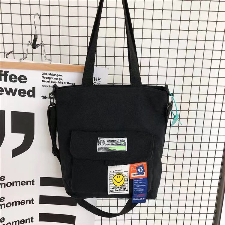 Mumu 2048 Japanese Ladies Harajuku Style Tote Bag With Sling Zipper Canvas Bags For Women