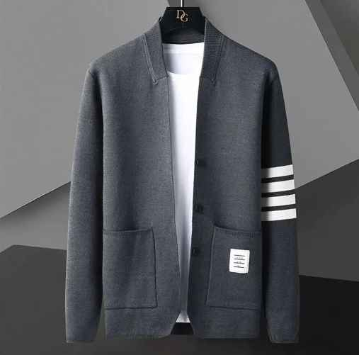 New Arrival High End Luxury Men's Knitted Cardigan 2023 Autumn Korean Trend Fashion Simple Solid Color Casual Men's Sweater Coat