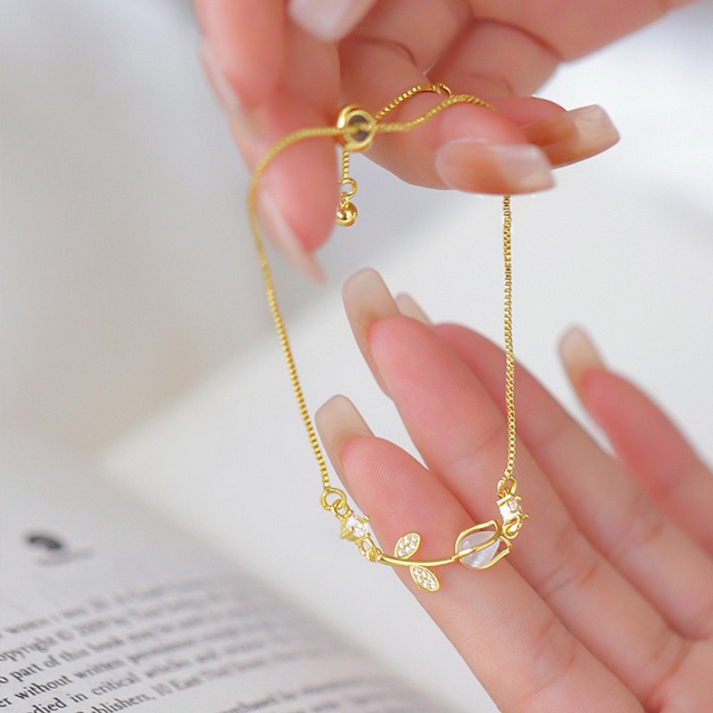 Korean Tulips Bracelet for Women Fashion Flower Lover Friendship Wristband Birthday Gift Wedding Jewelry