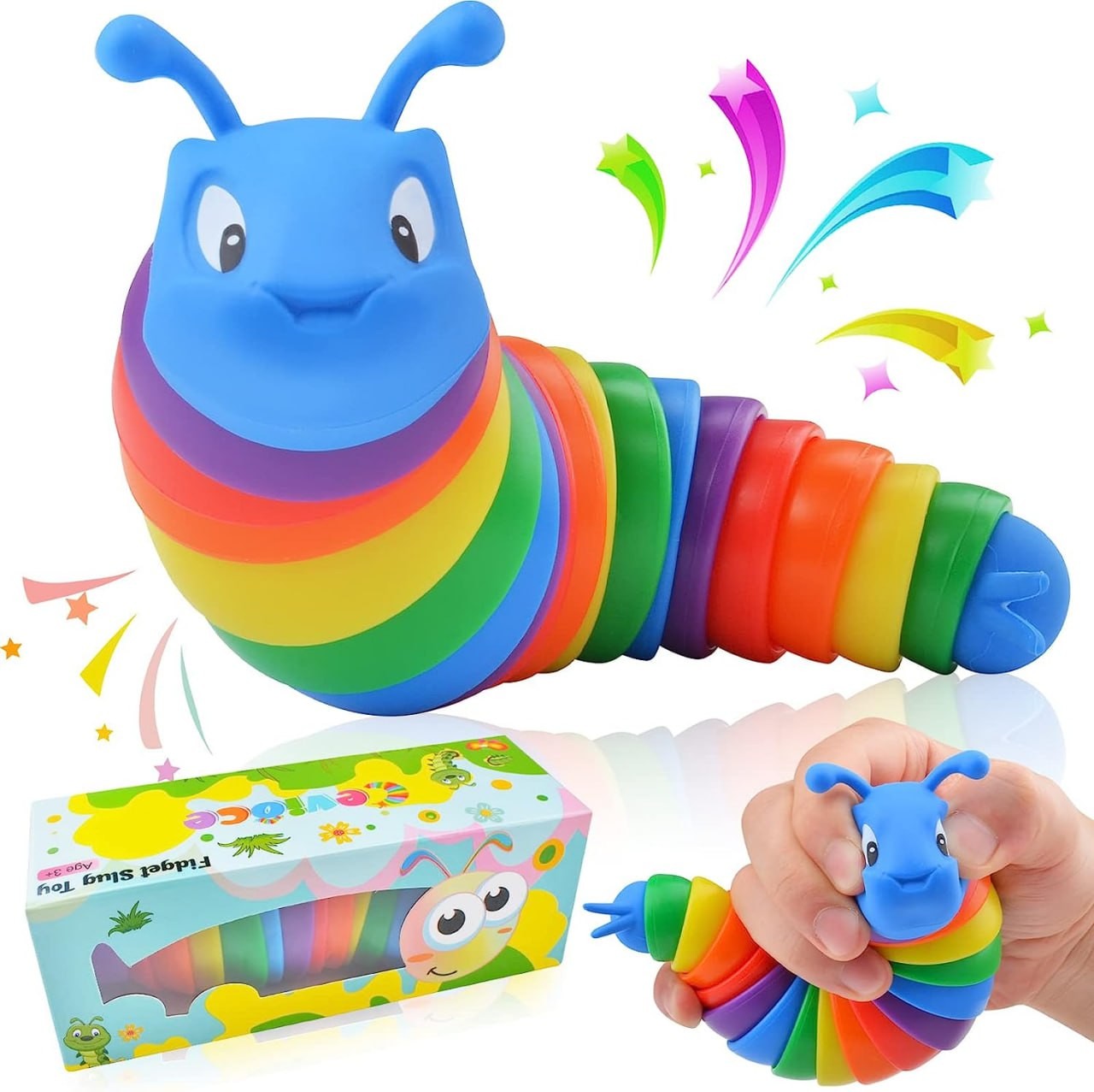 Cevioce Fidget Slug Toy, Sensory Slug Fidget Toys for Kids & Adults, 1Pc Autism Sensory Toys for Autistic Children Toddlers, Toddler Toys - 3 4 5 6 7 8+ Year Old Gi