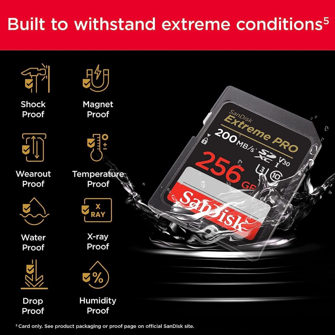 SanDisk 256GB Extreme PRO SDXC UHS-I Memory Card - C10, U3, V30, 4K UHD, SD Card - SDSDXXD-256G-GN4IN