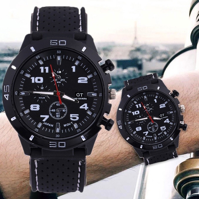 Waterproof Stainless Steel Silicone Sport Watch Quartz watch