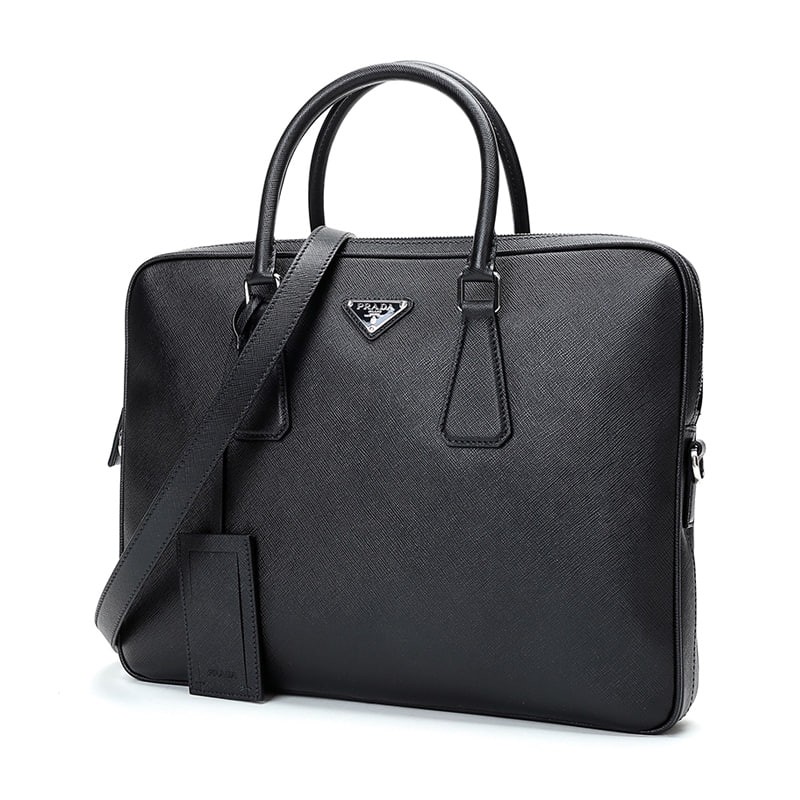 PRADA Men's Leather Shoulder Bag Briefcase 2VE368 9Z2 V OOX F0002-Black