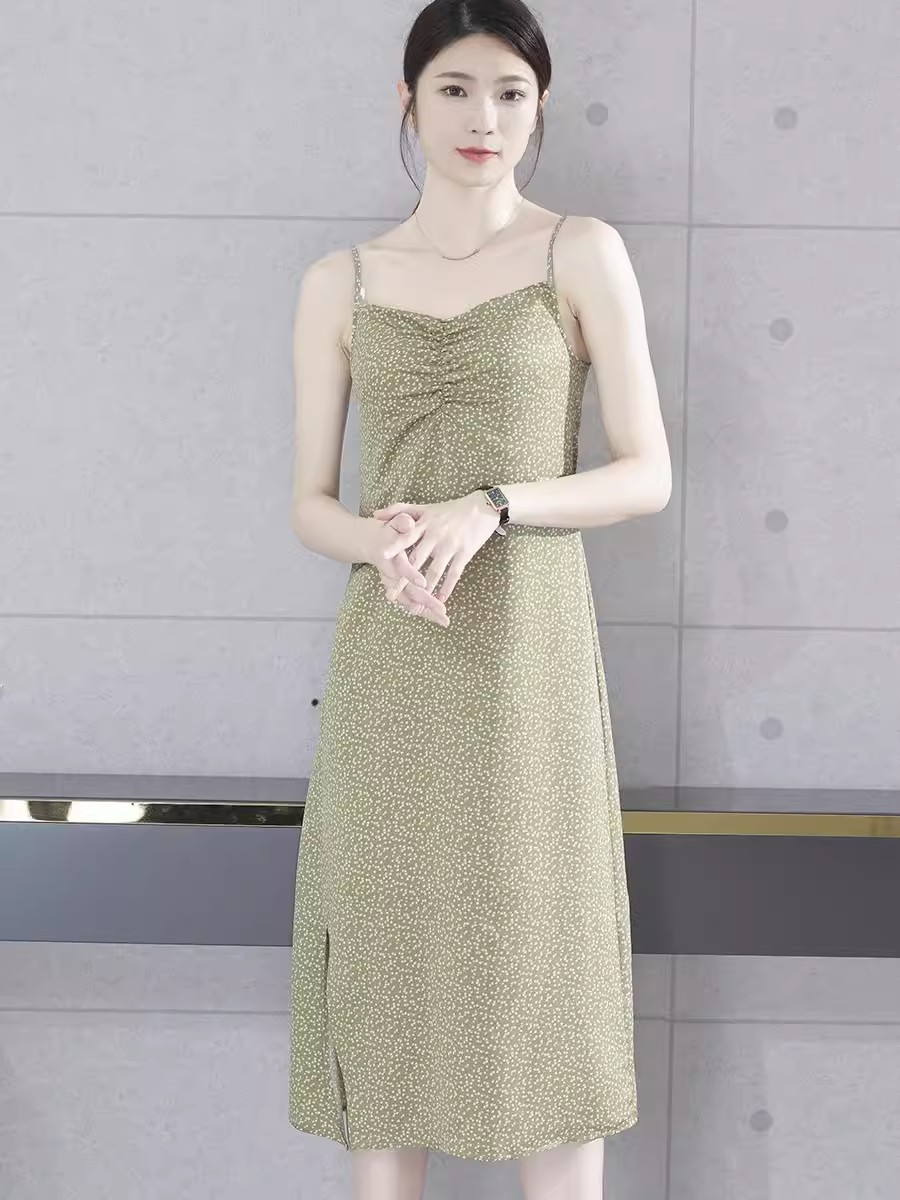Skirt for women summer suspender floral mid-length style slimming temperament large size vest sleeveless dress summer for women