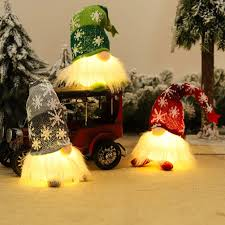 Christmas Light Fabric Decor Ornaments Christmas Tree Pendants Small Hanging Knitted Luminous Faceless Doll Doll Xmas Decoration