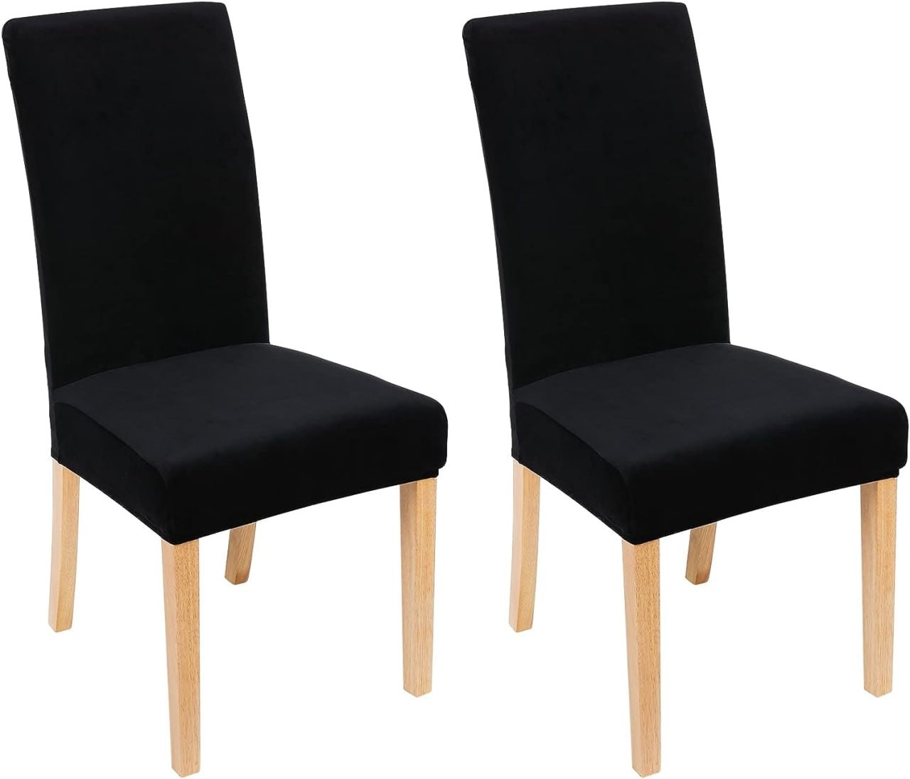 smiry Velvet Stretch Dining Room Chair Covers Soft Removable Dining Chair Slipcovers Set of 2, Black