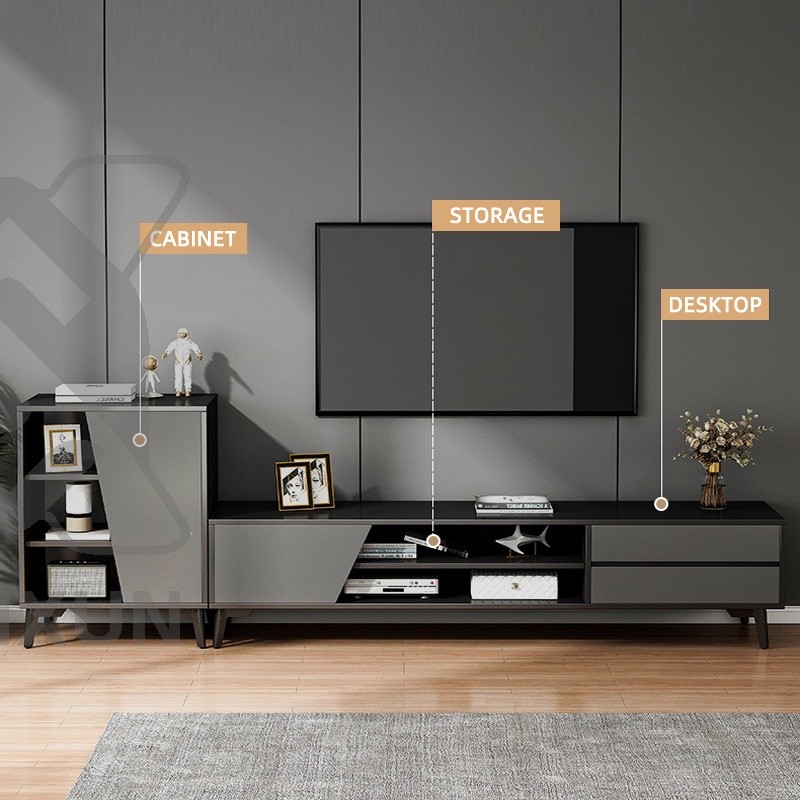 Sanxun Tv Cabinet Furniture Modern Minimalist Tv Rack Cabinet for Living Room Bedroom 170-220cm