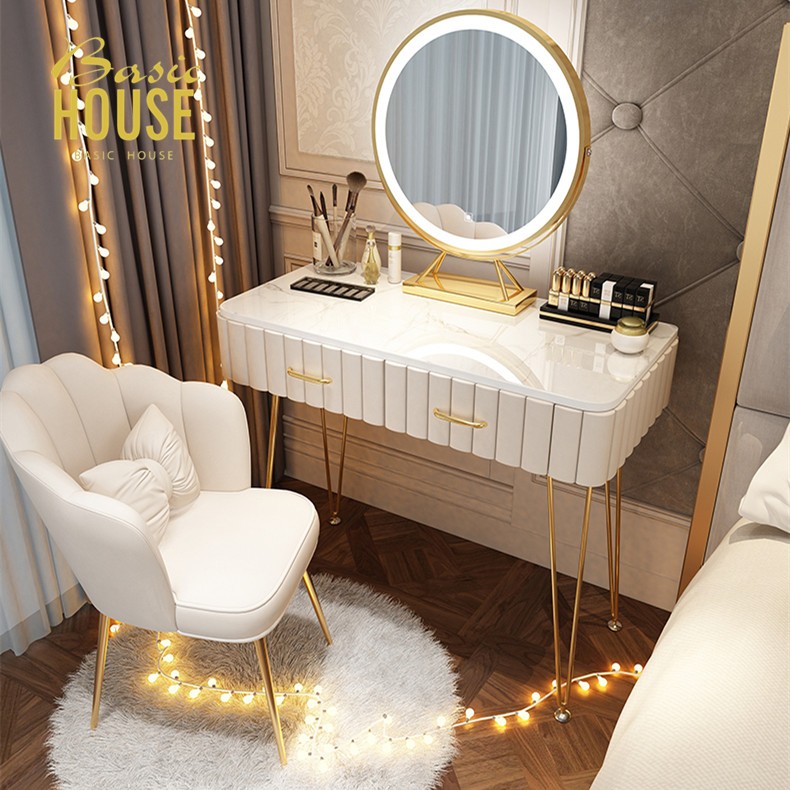 Multi-Functional Dressing Table Stool Bedroom Vanity Set Makeup Drawer Lock Desk