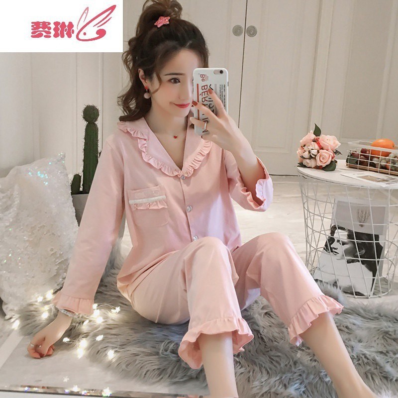 Small pajamas women's ins style fashion cute net red clothing suit can be worn outside for leisure Felin