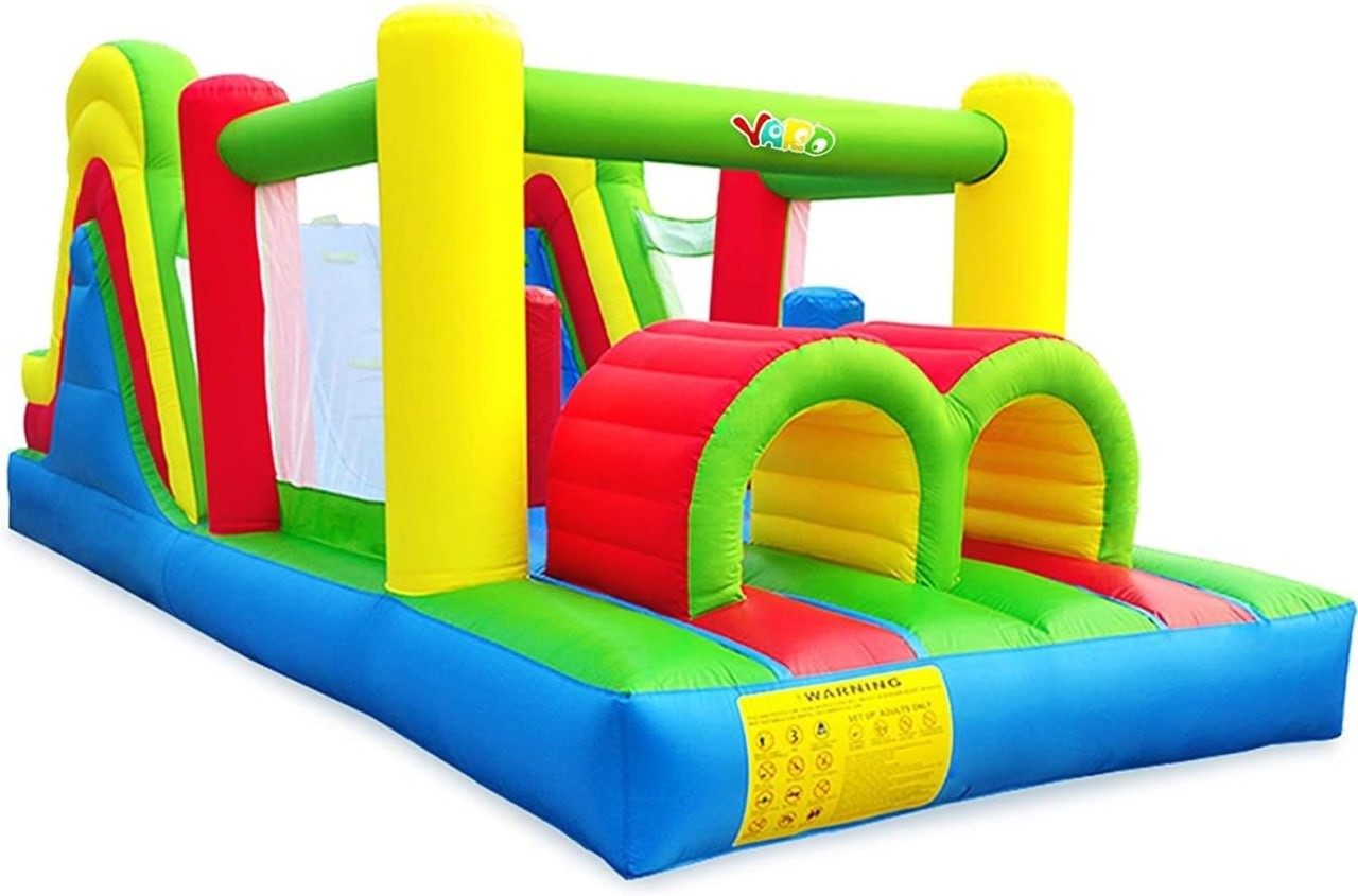 YARD Bounce House Oversized Rainbow Racer Inflatable Obstacle Course Bouncer Large Slide Climbing Wall Combo 6 in 1, 21.3'x 9.2'x7.9', Extra Durable Bouncing Floor wit