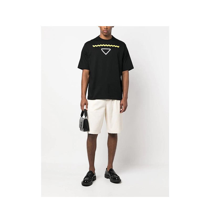 Trendy luxury Prada men's PRADA triangle print cotton T-shirt