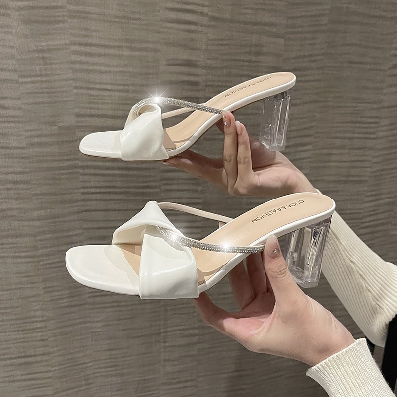 Women's High Heels Sandal Transparent Crystal Heels Fashion Girl Strappy Heels Sandal