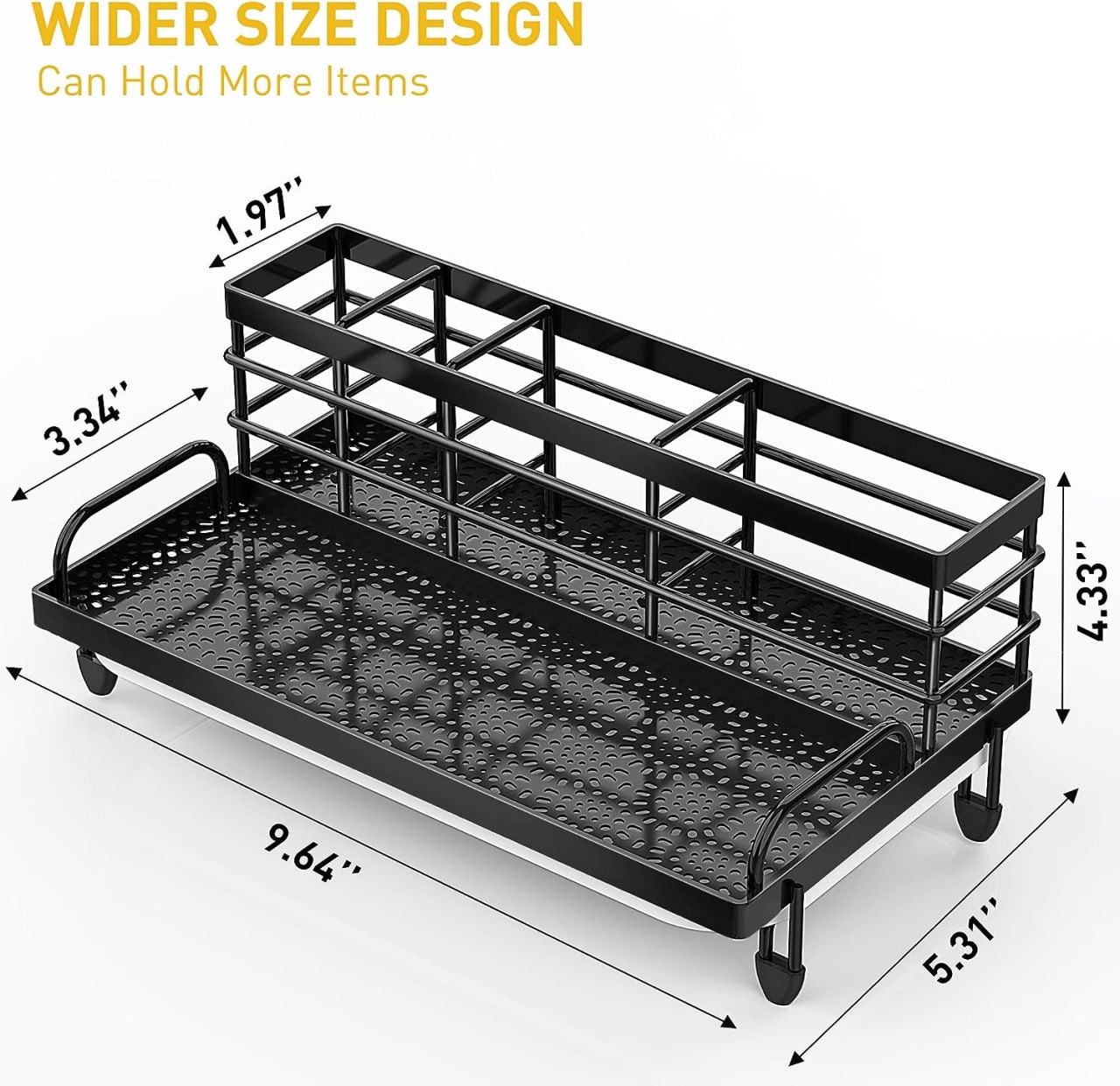 Cisily Kitchen Sink Caddy Organizer, Rustproof Non-Slip Soap Dish Dispenser Brush, Sponge Holder for Kitchen Sink, Kitchen Organization and Storage, Home Ess