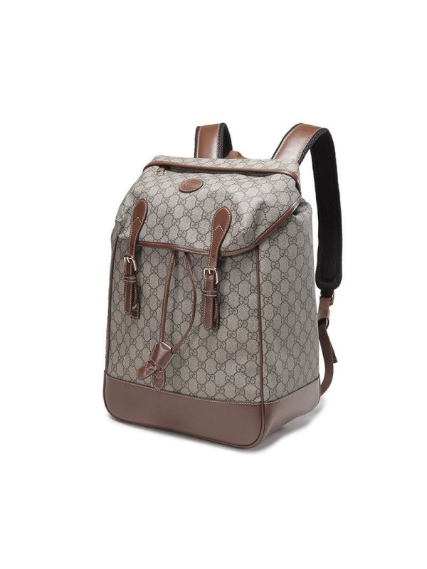 GUCCI Gucci Men's Canvas with Leather Interlocking Double G Backpack Backpack Medium 696013 97S9G 8405-Beige Ebony Double G Presbyopia Pattern