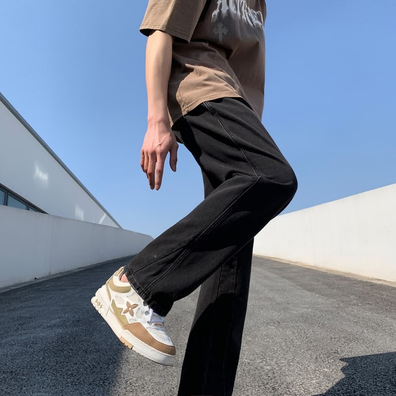 Tangshi 23 Spring and Autumn New Men's Denim Trousers High Street Narrow Straight Fashion Trendy Cool Personality Fried Street Pants Men