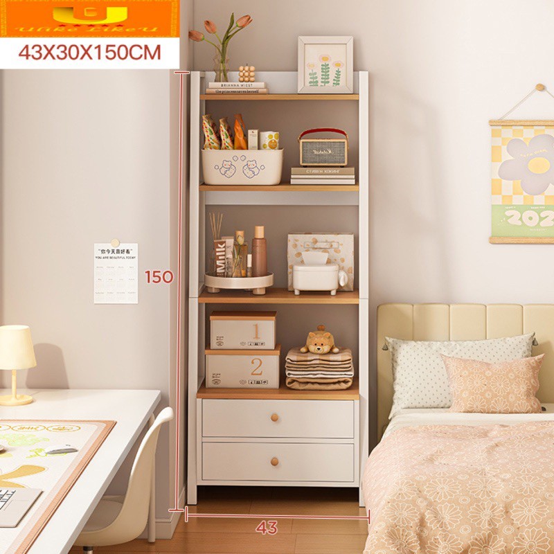 Bedside rack floor-standing multi-layer storage shelf living room cabinet bedside bookshelf