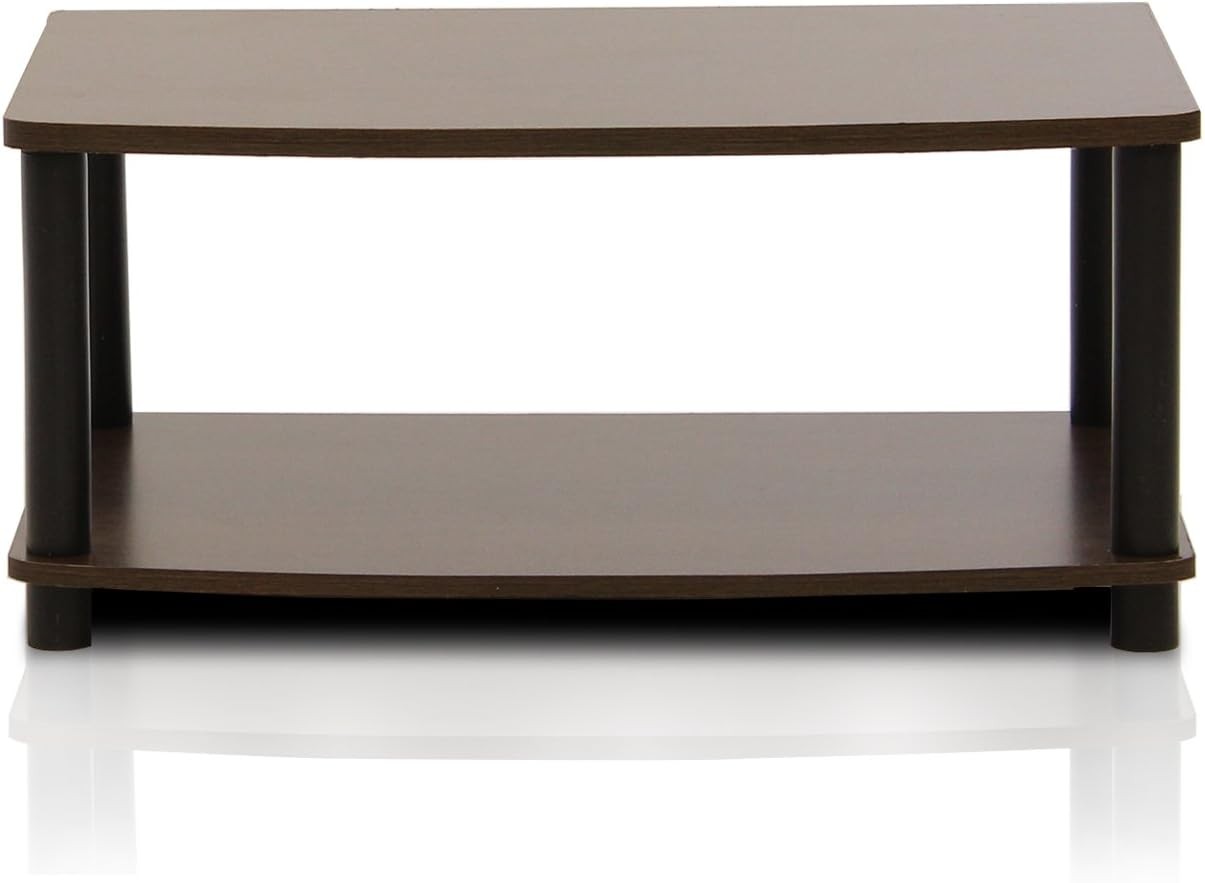 Furinno Turn-N-Tube No Tools 2-Tier Elevated TV Stand, Plastic Round Tubes, Dark BrownBlack