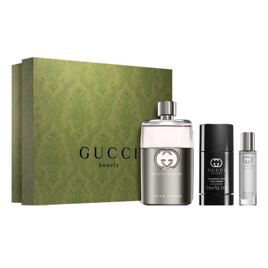 Gucci Guilty Pour Homme Men's Perfume Set 3 Pieces (EDT 90ml + Deostick 75ml + Shower Gel 50ml)