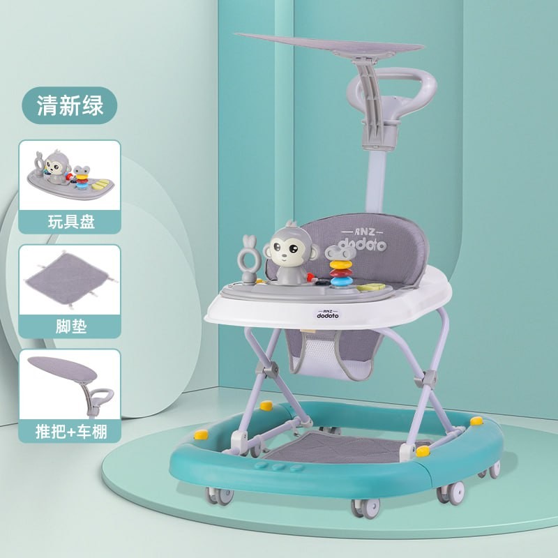 dodoto baby walker anti-o-leg male and female baby trolley children learn to walk rocking carriage two-in-one anti-rollover 612 fresh green [with toy music plate + foot pad + push handle + sunsh